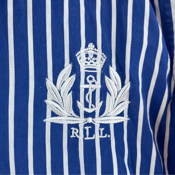 Ralph Lauren Shirt Long Sleeve Button Down Womens M striped blue - Picture 3 of 10